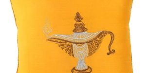 Zari Embroidered Elegant Lamp Design Cushion Cover