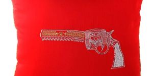 Zari Embroidered Stylish Gun Cushion Cover