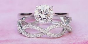 1.50ct Off White Yellow Moissanite Engagement Ring Set