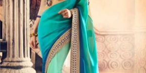 Lovely Plain Pallu Saree in Turquoise Colour