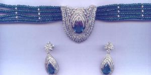 Silver Diamond Necklace Set