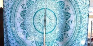 Blue New Ombre Print Indian Mandala Home Decorative Window Curtain