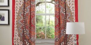 Handmade Indian Mandala Print Cotton Window Curtain