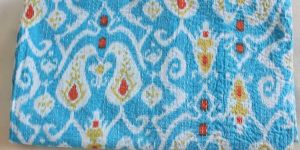 Indian Blue Paisley Print Kantha Quilt