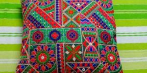 Indian Embroidered Patchwork Cotton Cushion Cover