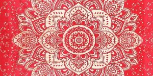 Indian Mandala Gypsy Red Handmade Floral Tapestry Wall Hanging Decorative