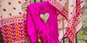 Ladies Unstitched Cotton Phulkari Suit Set with Heavy Embroidered Dupatta