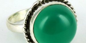 Sterling Silver Rings (Green Island Round Green Onyx Engraving 925)