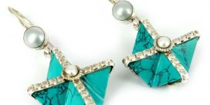 Turquoise Pearl Sterling Silver Earring