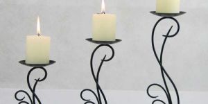 WROUGHT IRON FLOOR CANDLE HOLDER