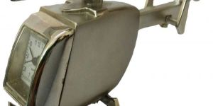 HELICOPTER METAL OFFICE TABLE CLOCK SILVER  FOR CAR DASH BOARD