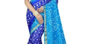 Silk Check Bandhani Saree