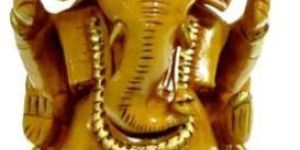 Wood Hand Carved Ganesh with a Chatri