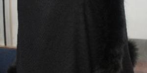 Black Silk Pashmina Wool with Four Side Fur Genuine Fur Fur Pashmina Shawls 2017