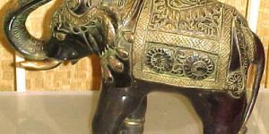 Brass Elephant Sculpture - (3344)