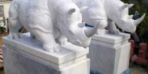 Marble Rhino Statues