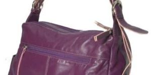 Ladish Leather Hand Bag Purple Colour