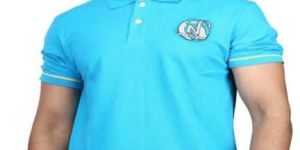 Nalini Solid's Men's Polo Neck Blue Colour T-Shirt