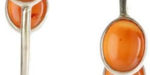 Handmade Orange Silver Hoop Earrings