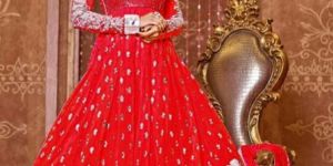 Designer Georgette Red Anarkali Suits