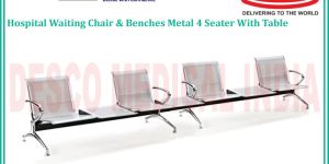 4 SEATER METAL WAITING CHAIR WITH TABLE