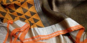 Linen Saree with Hand Jamdani Pallu