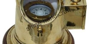 Brass Binnacle Compass Lamp Nautical Compass with Wooden Base