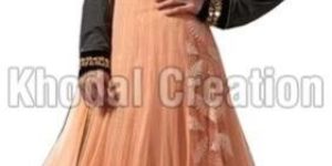 Elite Black Colored  Net Readymade Anarkali Suit