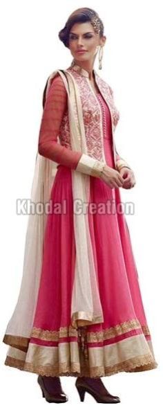 PinkColored Embroidered  Anarkali Suit