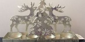 Iron Christmas Reindeer Tealight Holder