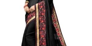 Partywear Black Georgette Saree with Bhagalpuri Silk Blouse MFS-21