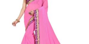 Partywear Pink Georgette Saree with Bhagalpuri Silk Blouse MFS-17