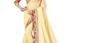Partywear yellow Georgette Saree with Bhagalpuri Silk Blouse MFS-19