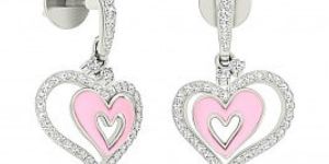 Pink Heart Shaped Diamond Earrings