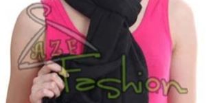 Womens Black Viscose Shawls (ANSSXH)