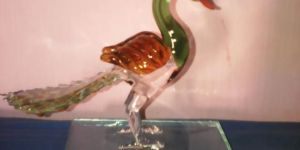 Glass Peacock Statue
