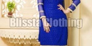 Blue Georgette Embroidered Suit