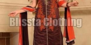 Brown & Pink Embroidered Suit