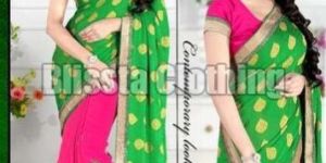Embroidered Green Party Wear Saree