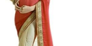 Designer half-half saree in net and chiffon with sari blouse
