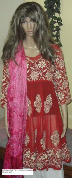 Lucknowi Chikan Embroidered Frock Suit