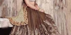 Latest Stylish georgette designer saree with Coffee color - 9468