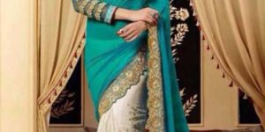Georgette Designer Saree with Cream Color