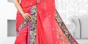 Latest Stylish georgette designer saree with Pink color - 9250B