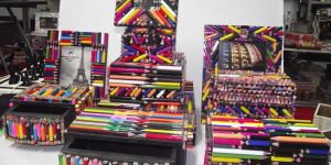 VARIOUS RECYCLE CUT PENCILS DESIGNER HOUSE WARE GIFT WARE OBJECTS.