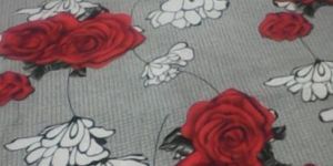Plain  Floral with Red Roses Poly Cotton  Bedsheet Print Fabrics