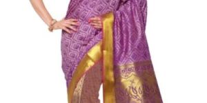 Varkala Paithani Silk Half N Half Patli saree, Red -Violet-HF1102RDV