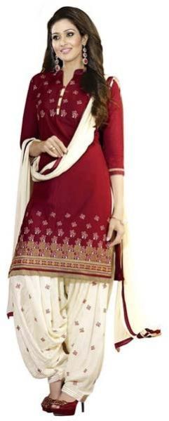 Maroon Embroidered Chanderi Salwar Suits