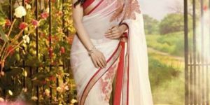 Kimora Sindhuri Designer White  Saree