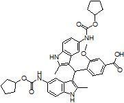 4-[Bis-(5-cyclopentyloxycarbonylamino-l-methyl indol-3-y1)-methyl] - 3-methoxy-benzoic acid